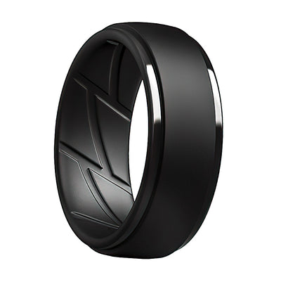 Black ergonomic silicone ring with matte and glossy finish – modern and durable design for daily wear