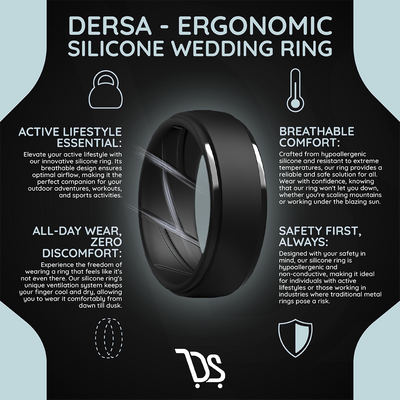 Dersa ergonomic silicone wedding ring with breathable design and soft fit