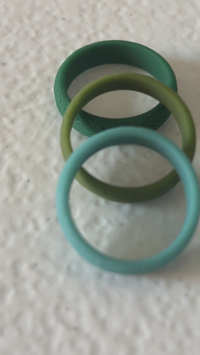 Anillos de silicona – Pack de 3 JUNGLA, Estampado de árbol – Mujer, Multicolor, Dersa