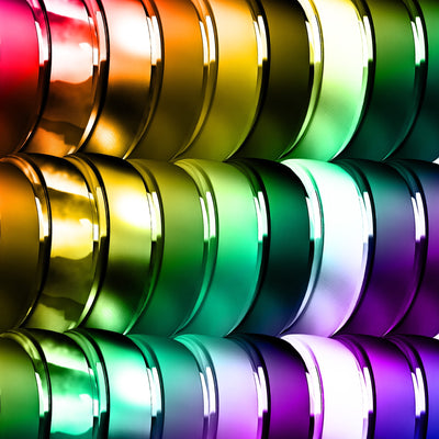 Colorful metallic silicone rings displayed in rainbow tones – vibrant, durable, and stylish options for every taste