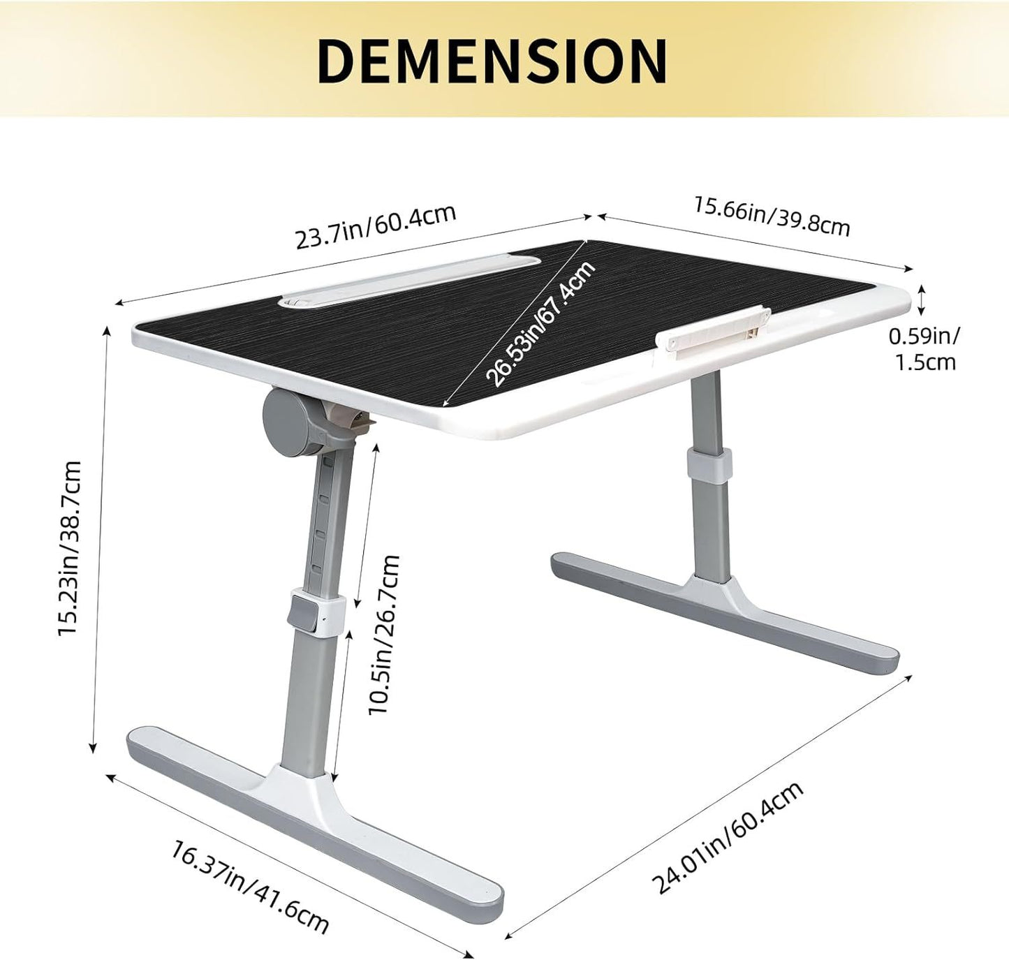 Scrivania per laptop, scrivania da comodino portatile, scrivania per laptop con luce a LED e cassetto, supporto per laptop regolabile per letto, divano, studio, lettura