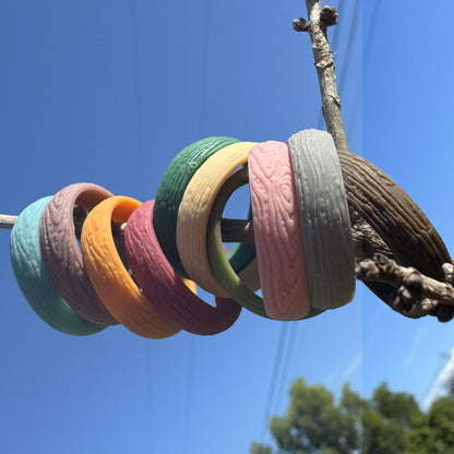 10-pack of Dersa silicone rings displayed together