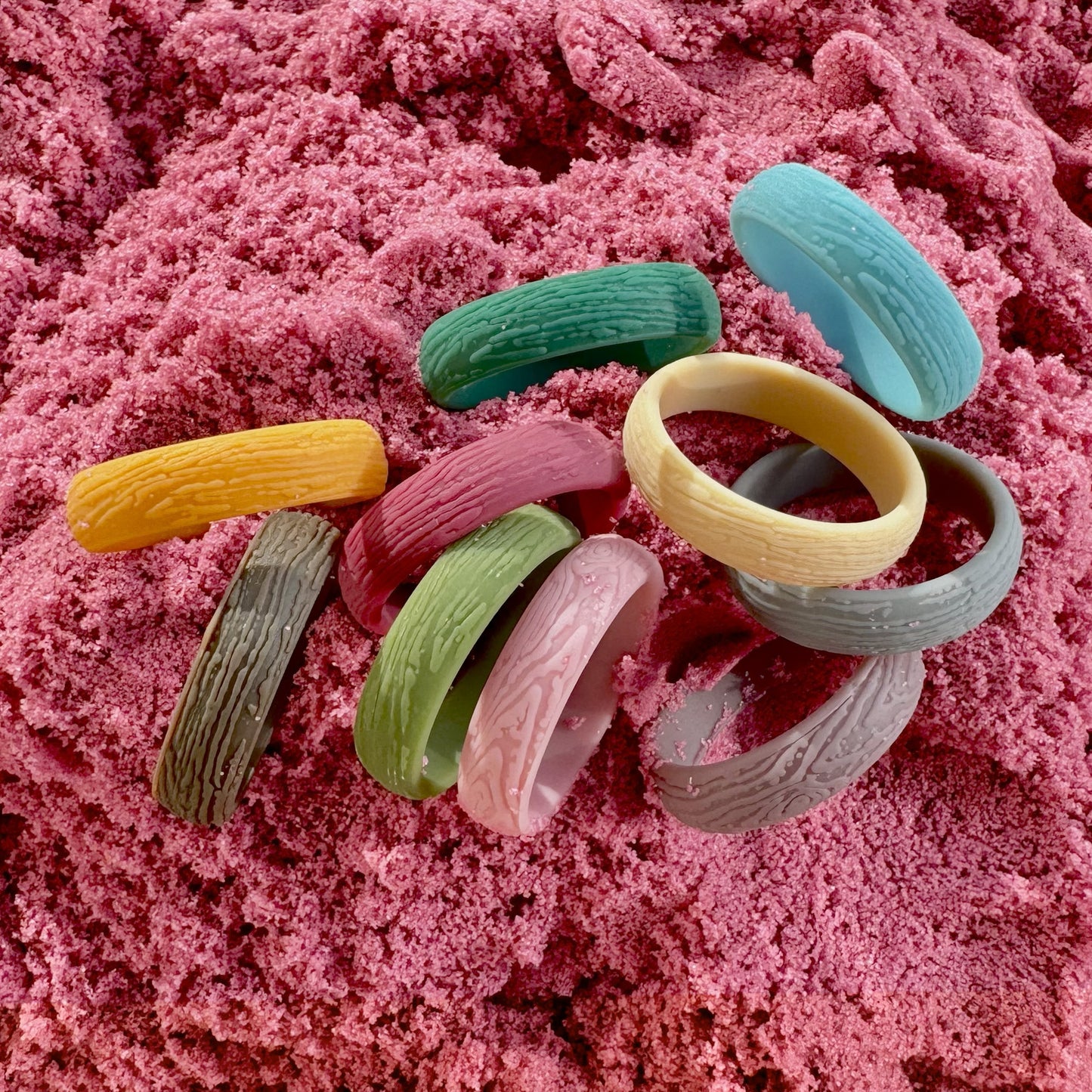 Silicone Rings – 10 Pack, Tree Pattern – Women, Multicolor, Dersa