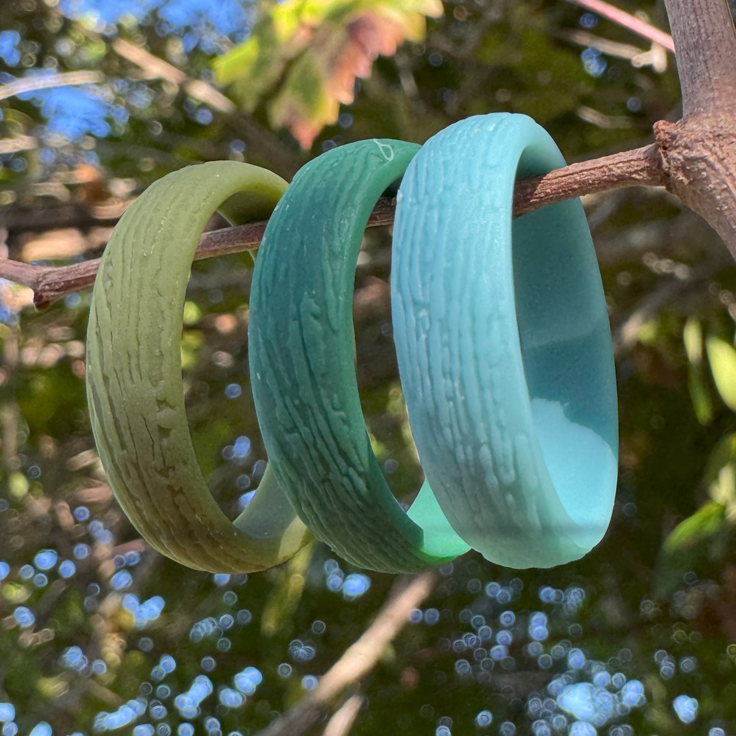 Silicone Rings – 3 Pack JUNGLE, Tree Pattern – Women, Multicolor, Dersa