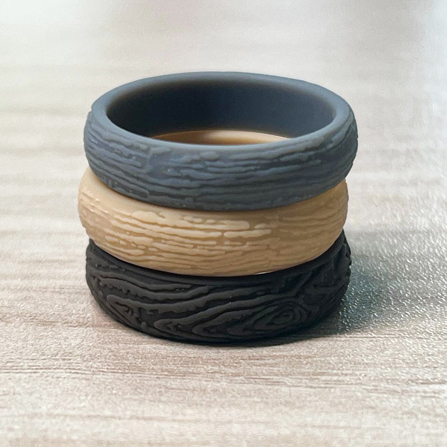 Silicone Rings – 3 Pack SAND, Tree Pattern – Women, Multicolor, Dersa