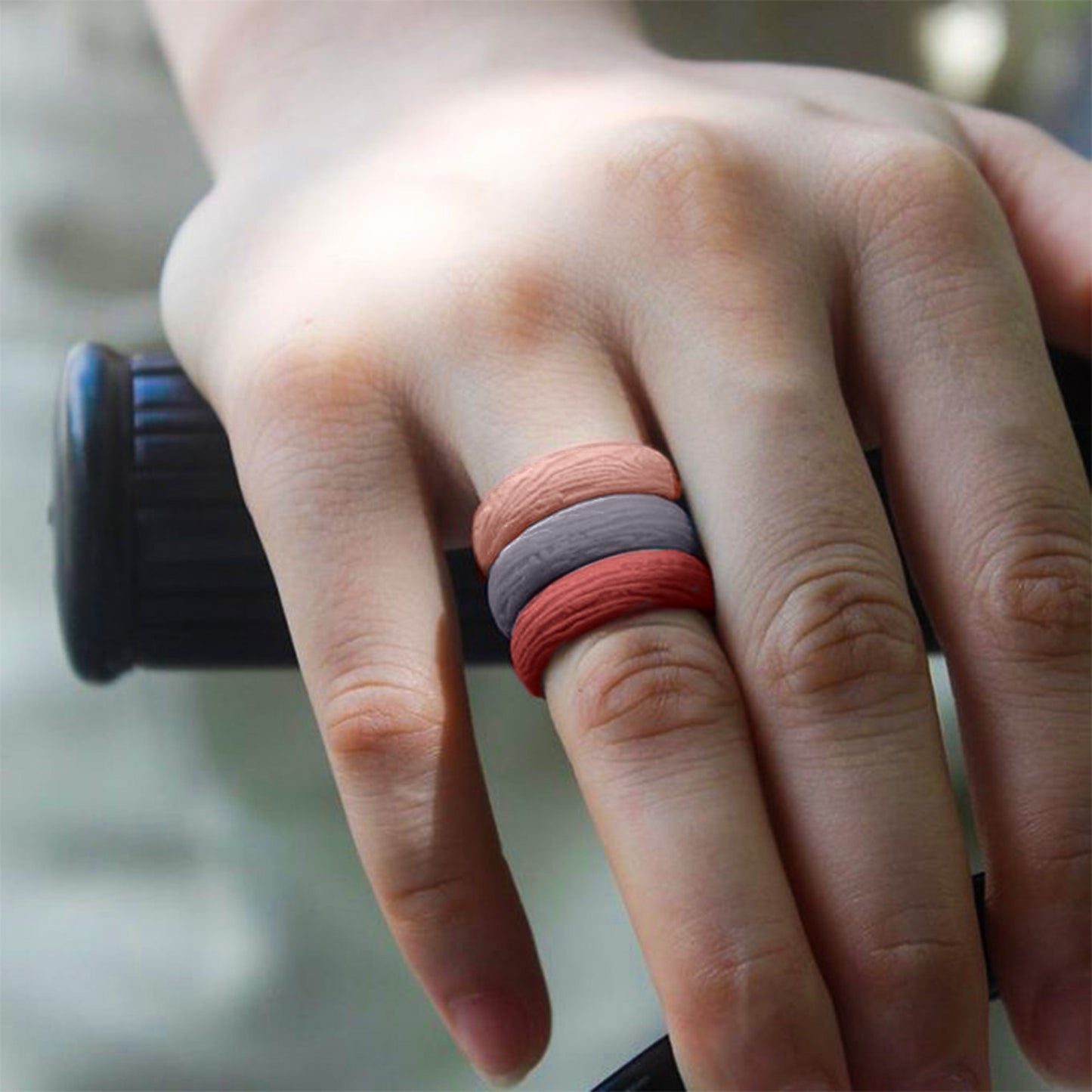 Silicone Rings – 3 Pack WOOD, Tree Pattern – Women, Multicolor, Dersa