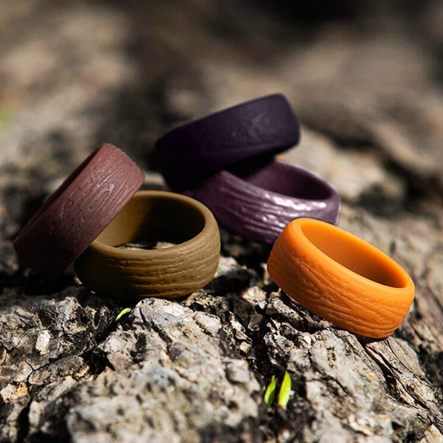 Silicone Rings – 5 Pack SPRING, Tree Pattern – Women, Multicolor, Dersa