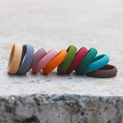 Stack of textured silicone rings from the 10-pack
