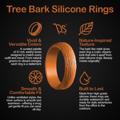 Silicone Rings – Single ORANGE, Tree Pattern – Women, Dersa