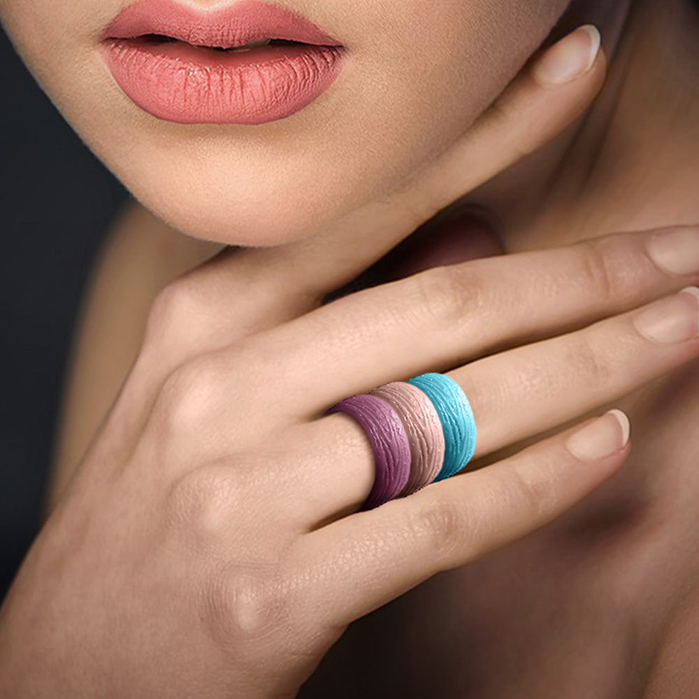 Silicone Rings – 5 Pack SPRING, Tree Pattern – Women, Multicolor, Dersa