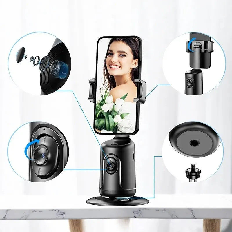 360 Auto Face Tracking Gimbal Ai Smart Gimbal Face Tracking Supporto per telefono automatico per smartphone Video Vlog Stabilizzatore live Treppiede 