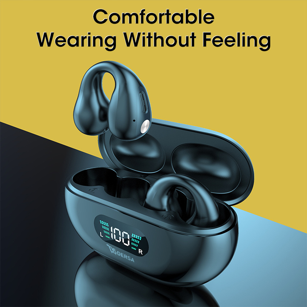 Bone Conduction Headphones Tws Earbuds Ear Clip Bluetooth 5.3 Touch Wireless Earphone In-Ear Bass Hifi Sports Headset