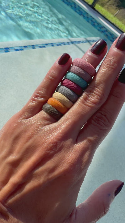 Silicone Rings – 10 Pack, Tree Pattern – Women, Multicolor, Dersa