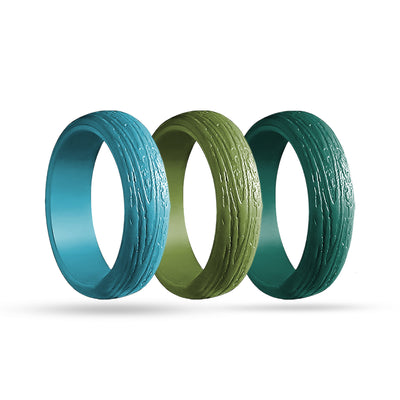 Silicone Rings – 3 Pack JUNGLE, Tree Pattern – Women, Multicolor, Dersa