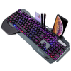 Ergonomic Wired Gaming Keyboard with Rgb Backlight Phone Holder