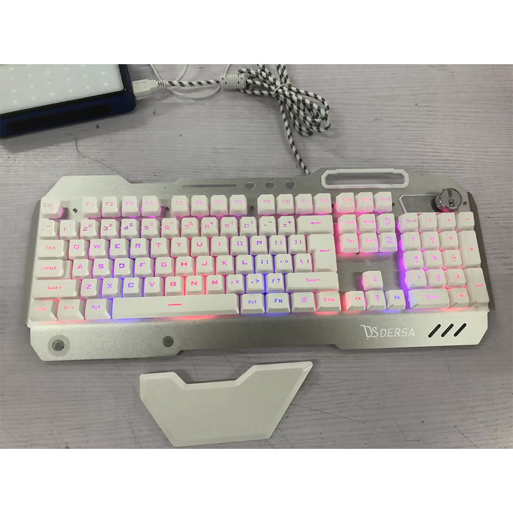 Ergonomic Wired Gaming Keyboard with Rgb Backlight Phone Holder